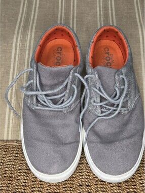 Crocs Men's CitiLane Canvas Lace Sneakers.Gray Size 7M
